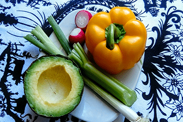 veggies on tablecloth | eco healthy eating | Peace Evolution